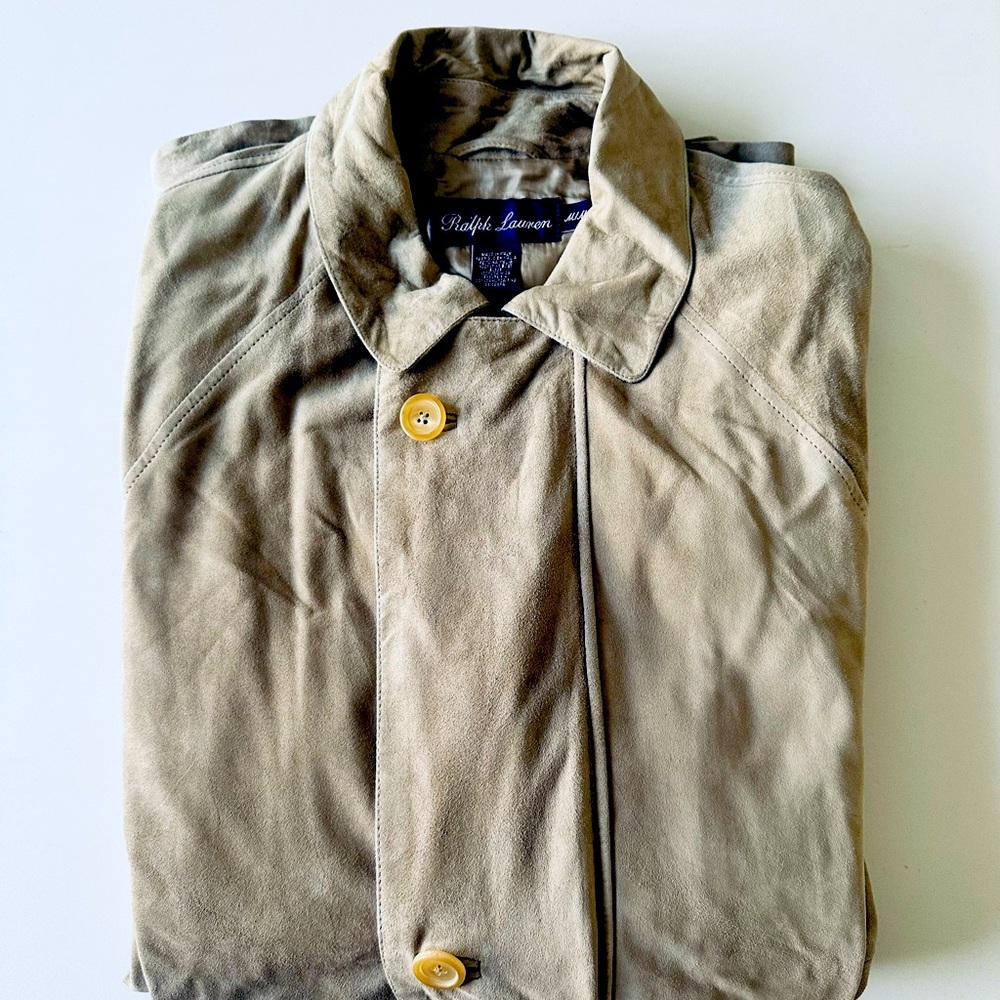 $1,750 Mens New Vintage Ralph Lauren PURPLE LABEL Goat Suede Cargo Jacket Medium